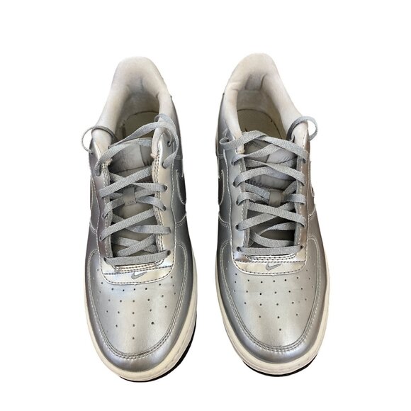 Nike Air Force 1 Metallic Silver Sneakers Size 7 - Picture 2 of 5